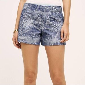 Anthropologie Cartonnier Blue Palm Print Women's Shorts Sz 6 VGUC